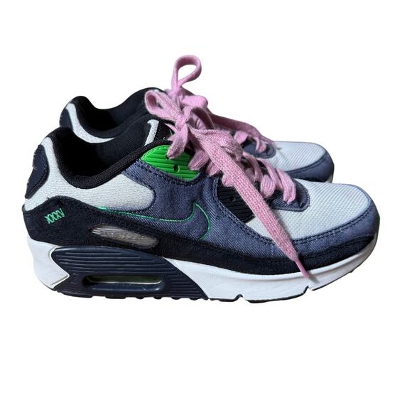 Nike Air Max 90 SE WMNS Black/Obsidian-Scream Green sneakers SZ 6.5Y WMNS 8 - Picture 1 of 10